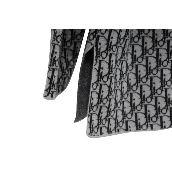 Dior Mens Oblique Logo Mock Neck Sweater Large Gray Black 100% Cashmere Pullover - Picture 8 of 10